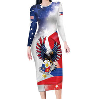 Filipino American History Month Long Sleeve Bodycon Dress Philippines Proud Of My Roots - Wonder Print Shop