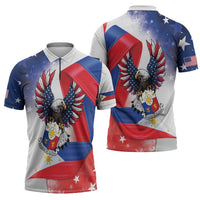 Filipino American History Month Zipper Polo Shirt Philippines Proud Of My Roots - Wonder Print Shop