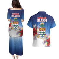 Cayman Islands Christmas Couples Matching Puletasi and Hawaiian Shirt Coquette Bow Xmas Vibe - Wonder Print Shop