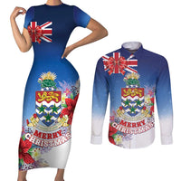 Cayman Islands Christmas Couples Matching Short Sleeve Bodycon Dress and Long Sleeve Button Shirt Coquette Bow Xmas Vibe - Wonder Print Shop