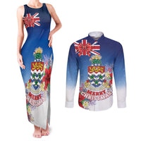 Cayman Islands Christmas Couples Matching Tank Maxi Dress and Long Sleeve Button Shirt Coquette Bow Xmas Vibe - Wonder Print Shop