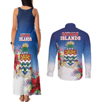 Cayman Islands Christmas Couples Matching Tank Maxi Dress and Long Sleeve Button Shirt Coquette Bow Xmas Vibe - Wonder Print Shop