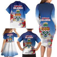 Cayman Islands Christmas Family Matching Long Sleeve Bodycon Dress and Hawaiian Shirt Coquette Bow Xmas Vibe - Wonder Print Shop