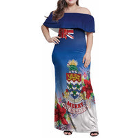 Cayman Islands Christmas Family Matching Off Shoulder Maxi Dress and Hawaiian Shirt Coquette Bow Xmas Vibe - Wonder Print Shop