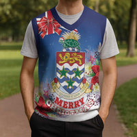 Cayman Islands Christmas Knitted V-Neck Vest Coquette Bow Xmas Vibe - Wonder Print Shop