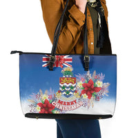 Cayman Islands Christmas Leather Tote Bag Coquette Bow Xmas Vibe - Wonder Print Shop