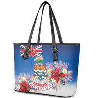 Cayman Islands Christmas Leather Tote Bag Coquette Bow Xmas Vibe - Wonder Print Shop
