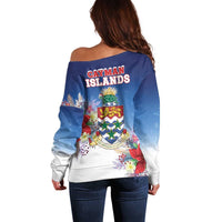 Cayman Islands Christmas Off Shoulder Sweater Coquette Bow Xmas Vibe - Wonder Print Shop