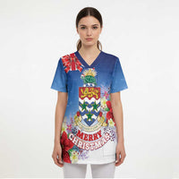 Cayman Islands Christmas Scrub Top Coquette Bow Xmas Vibe - Wonder Print Shop