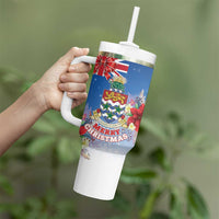 Cayman Islands Christmas Tumbler With Handle Coquette Bow Xmas Vibe - Wonder Print Shop