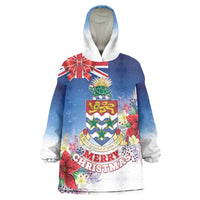 Cayman Islands Christmas Wearable Blanket Hoodie Coquette Bow Xmas Vibe - Wonder Print Shop