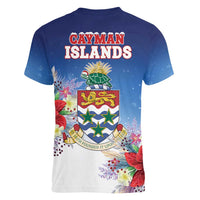 Cayman Islands Christmas Women V-Neck T-Shirt Coquette Bow Xmas Vibe - Wonder Print Shop