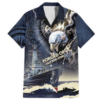 Navy Veteran 250th Anniversary Family Matching Long Sleeve Bodycon Dress and Hawaiian Shirt Forged Of Salt And Steel - Wonder Print Shop