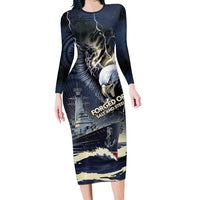 Navy Veteran 250th Anniversary Family Matching Long Sleeve Bodycon Dress and Hawaiian Shirt Forged Of Salt And Steel - Wonder Print Shop