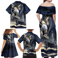 Navy Veteran 250th Anniversary Family Matching Off Shoulder Maxi Dress and Hawaiian Shirt Forged Of Salt And Steel - Wonder Print Shop