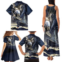 Navy Veteran 250th Anniversary Family Matching Tank Maxi Dress and Hawaiian Shirt Forged Of Salt And Steel - Wonder Print Shop