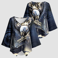 Navy Veteran 250th Anniversary Kimono Sleeve Blouse Forged Of Salt And Steel - Wonder Print Shop