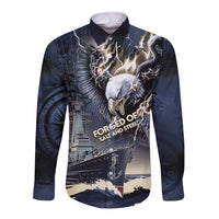 Navy Veteran 250th Anniversary Long Sleeve Button Shirt Forged Of Salt And Steel - Wonder Print Shop