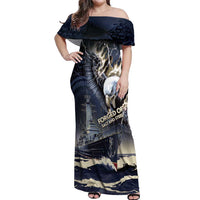 Navy Veteran 250th Anniversary Off Shoulder Maxi Dress Forged Of Salt And Steel - Wonder Print Shop