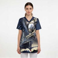Navy Veteran 250th Anniversary Scrub Top Forged Of Salt And Steel - Wonder Print Shop