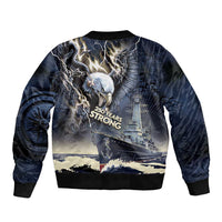 Navy Veteran 250th Anniversary Sleeve Zip Bomber Jacket Forged Of Salt And Steel - Wonder Print Shop