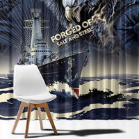 Navy Veteran 250th Anniversary Window Curtain Forged Of Salt And Steel - Wonder Print Shop