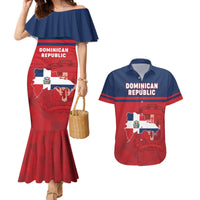 Personalized Dominican Republic Couples Matching Mermaid Dress and Hawaiian Shirt Dominicana Flag Map