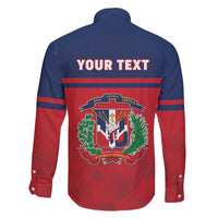 Personalized Dominican Republic Family Matching Off The Shoulder Long Sleeve Dress and Hawaiian Shirt Dominicana Flag Map