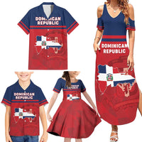 Personalized Dominican Republic Family Matching Summer Maxi Dress and Hawaiian Shirt Dominicana Flag Map
