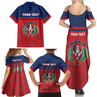 Personalized Dominican Republic Family Matching Summer Maxi Dress and Hawaiian Shirt Dominicana Flag Map