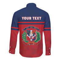 Personalized Dominican Republic Long Sleeve Button Shirt Dominicana Flag Map