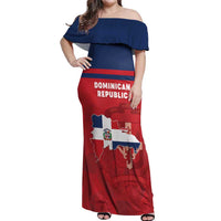 Personalized Dominican Republic Off Shoulder Maxi Dress Dominicana Flag Map