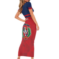 Personalized Dominican Republic Short Sleeve Bodycon Dress Dominicana Flag Map