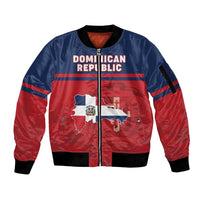 Personalized Dominican Republic Sleeve Zip Bomber Jacket Dominicana Flag Map