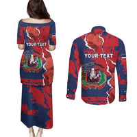 Personalized Dominican Republic Couples Matching Puletasi and Long Sleeve Button Shirt Bayahibe Rose Unique Style