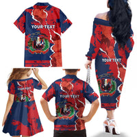 Personalized Dominican Republic Family Matching Off The Shoulder Long Sleeve Dress and Hawaiian Shirt Bayahibe Rose Unique Style