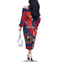 Personalized Dominican Republic Family Matching Off The Shoulder Long Sleeve Dress and Hawaiian Shirt Bayahibe Rose Unique Style