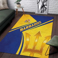 Barbados Gold Trident Area Rug With Coat Of Arms