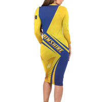 Barbados Gold Trident Family Matching Long Sleeve Bodycon Dress and Hawaiian Shirt With Coat Of Arms