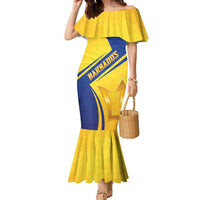 Barbados Gold Trident Family Matching Mermaid Dress and Hawaiian Shirt With Coat Of Arms