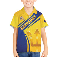 Barbados Gold Trident Family Matching Puletasi and Hawaiian Shirt With Coat Of Arms
