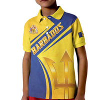 Barbados Gold Trident Kid Polo Shirt With Coat Of Arms