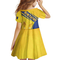 Barbados Gold Trident Kid Short Sleeve Dress With Coat Of Arms