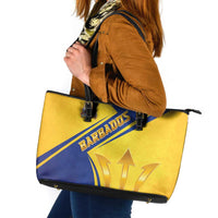 Barbados Gold Trident Leather Tote Bag With Coat Of Arms