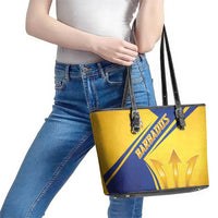 Barbados Gold Trident Leather Tote Bag With Coat Of Arms