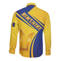 Barbados Gold Trident Long Sleeve Button Shirt With Coat Of Arms