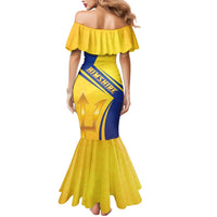 Barbados Gold Trident Mermaid Dress With Coat Of Arms