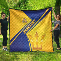 Barbados Gold Trident Quilt With Coat Of Arms