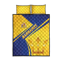 Barbados Gold Trident Quilt Bed Set With Coat Of Arms