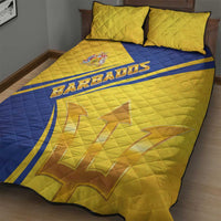 Barbados Gold Trident Quilt Bed Set With Coat Of Arms